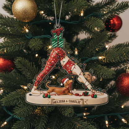 Yoga Lovers 2D Acrylic Ornament Stretching Into The Season Personalized