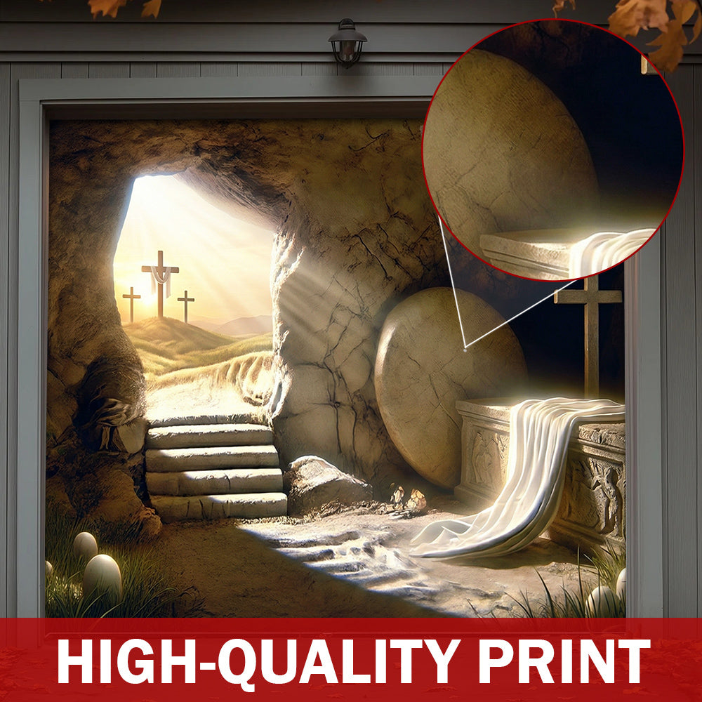 Christian Easter Garage Door Banner Decoration - Sunlight On The Tomb