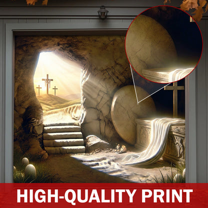 Christian Easter Garage Door Banner Decoration - Sunlight On The Tomb