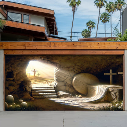 Christian Easter Garage Door Banner Decoration - Sunlight On The Tomb