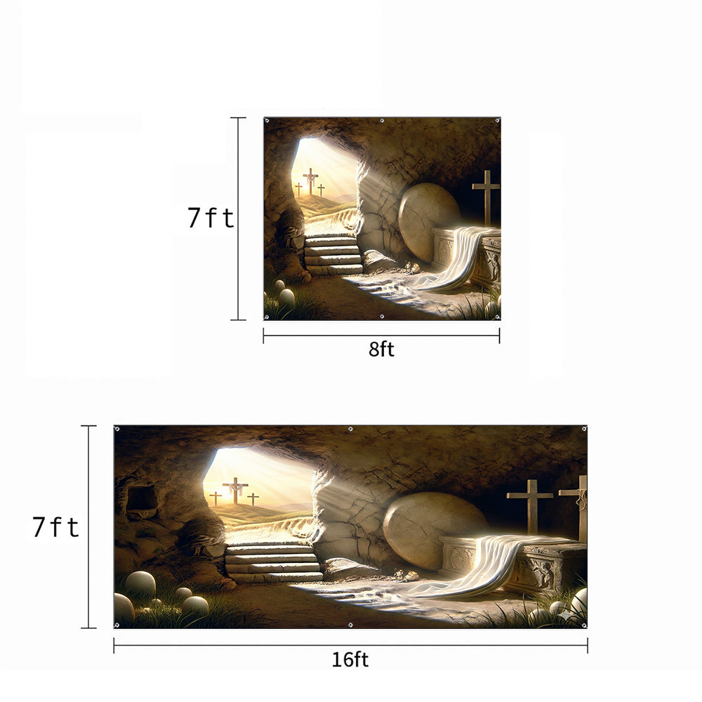 Christian Easter Garage Door Banner Decoration - Sunlight On The Tomb