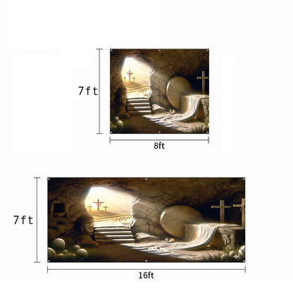 Christian Easter Garage Door Banner Decoration - Sunlight On The Tomb
