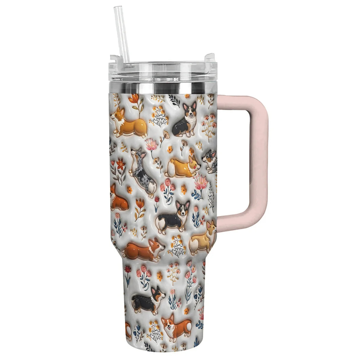 Corgi 40 oz Tumbler Happy Field Flowers