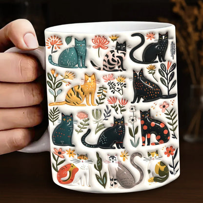 Cat 11Oz Mug Puffy Botanical Cats