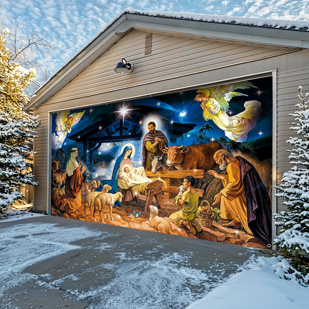 God Garage Door Banner Decoration -  The Birth Of Jesus
