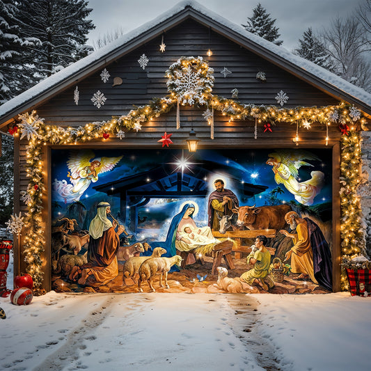 God Garage Door Banner Decoration -  The Birth Of Jesus
