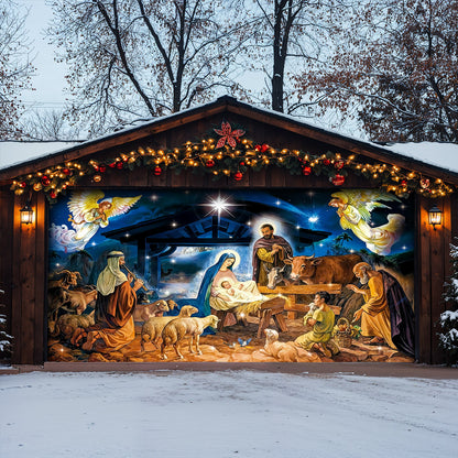 God Garage Door Banner Decoration -  The Birth Of Jesus