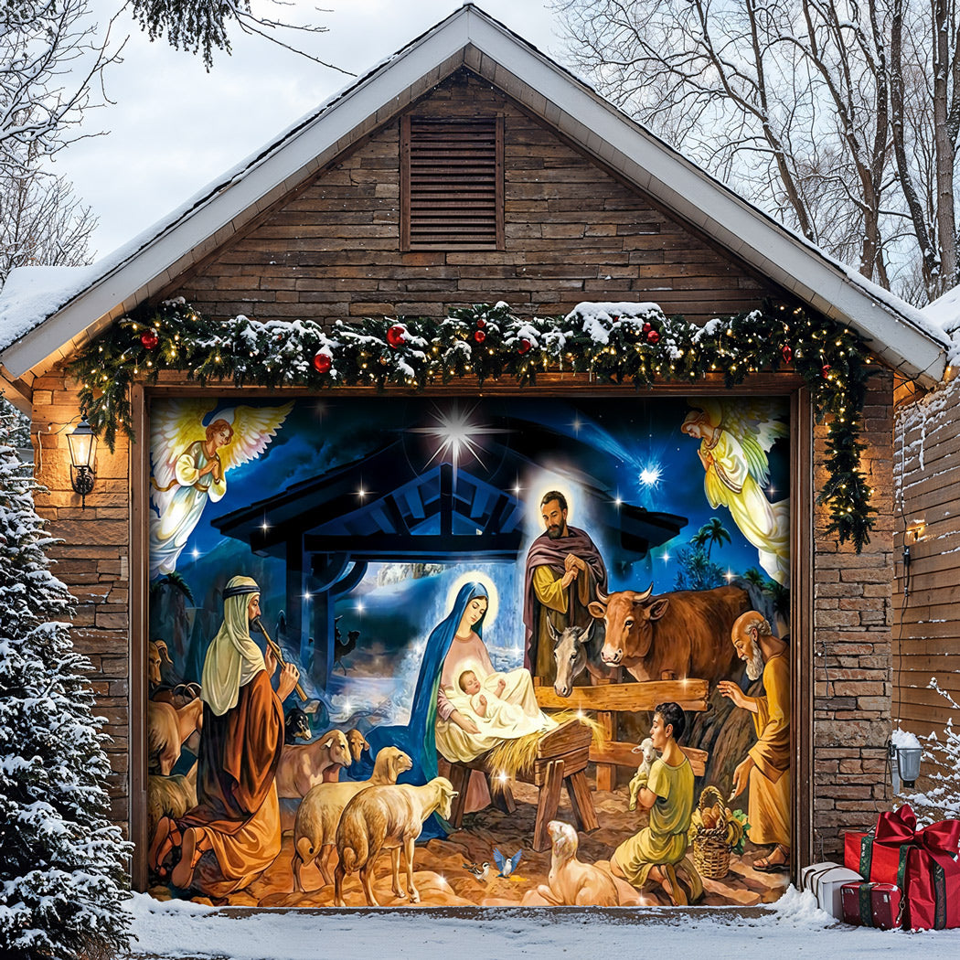 God Garage Door Banner Decoration -  The Birth Of Jesus