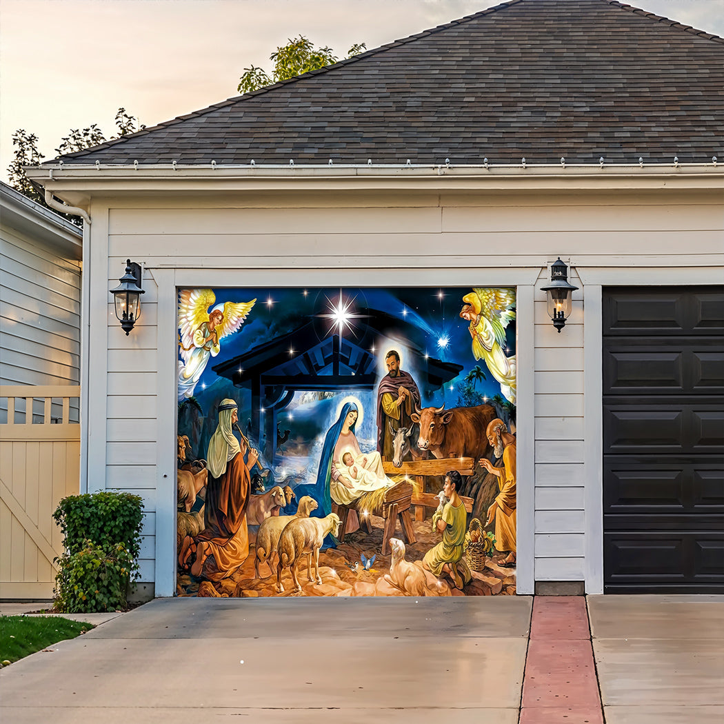 God Garage Door Banner Decoration -  The Birth Of Jesus