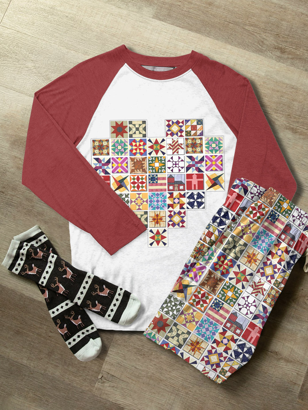 Quilting Lover Raglan Lounge Pajamas The Heart Of A Quilter