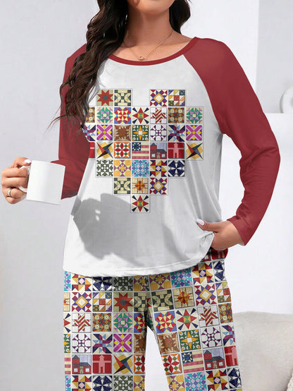 Quilting Lover Raglan Lounge Pajamas The Heart Of A Quilter