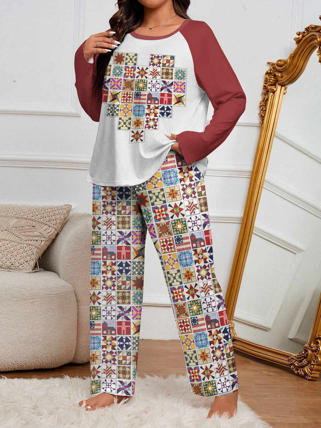 Quilting Lover Raglan Lounge Pajamas The Heart Of A Quilter