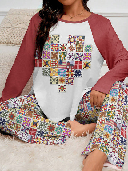 Quilting Lover Raglan Lounge Pajamas The Heart Of A Quilter