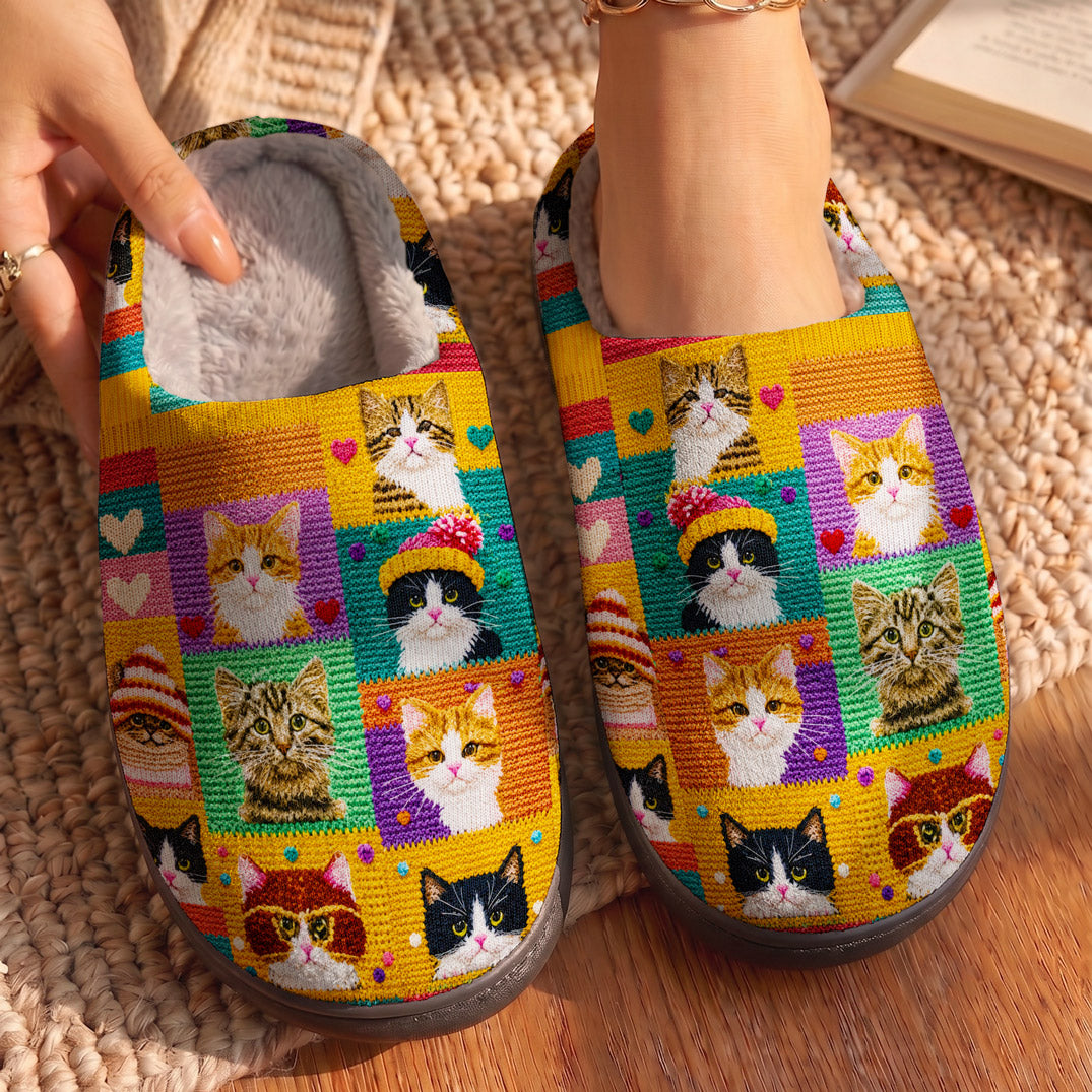 Cat Fleece Lined Slippers The Knit Wits
