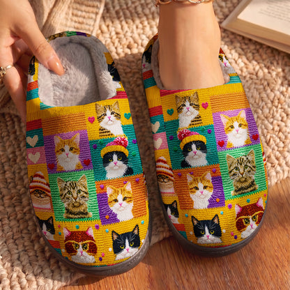 Cat Fleece Lined Slippers The Knit Wits