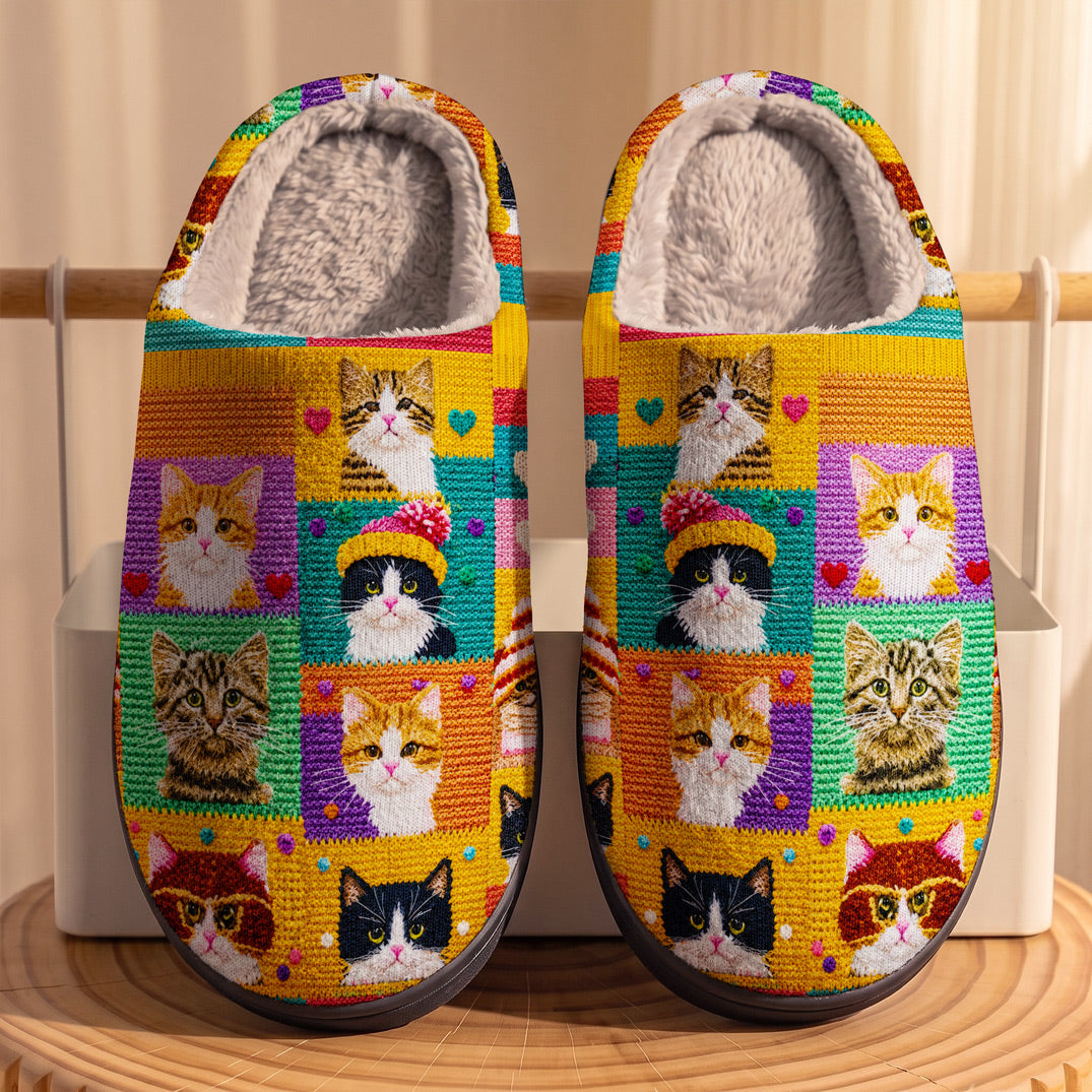 Cat Fleece Lined Slippers The Knit Wits