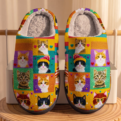Cat Fleece Lined Slippers The Knit Wits