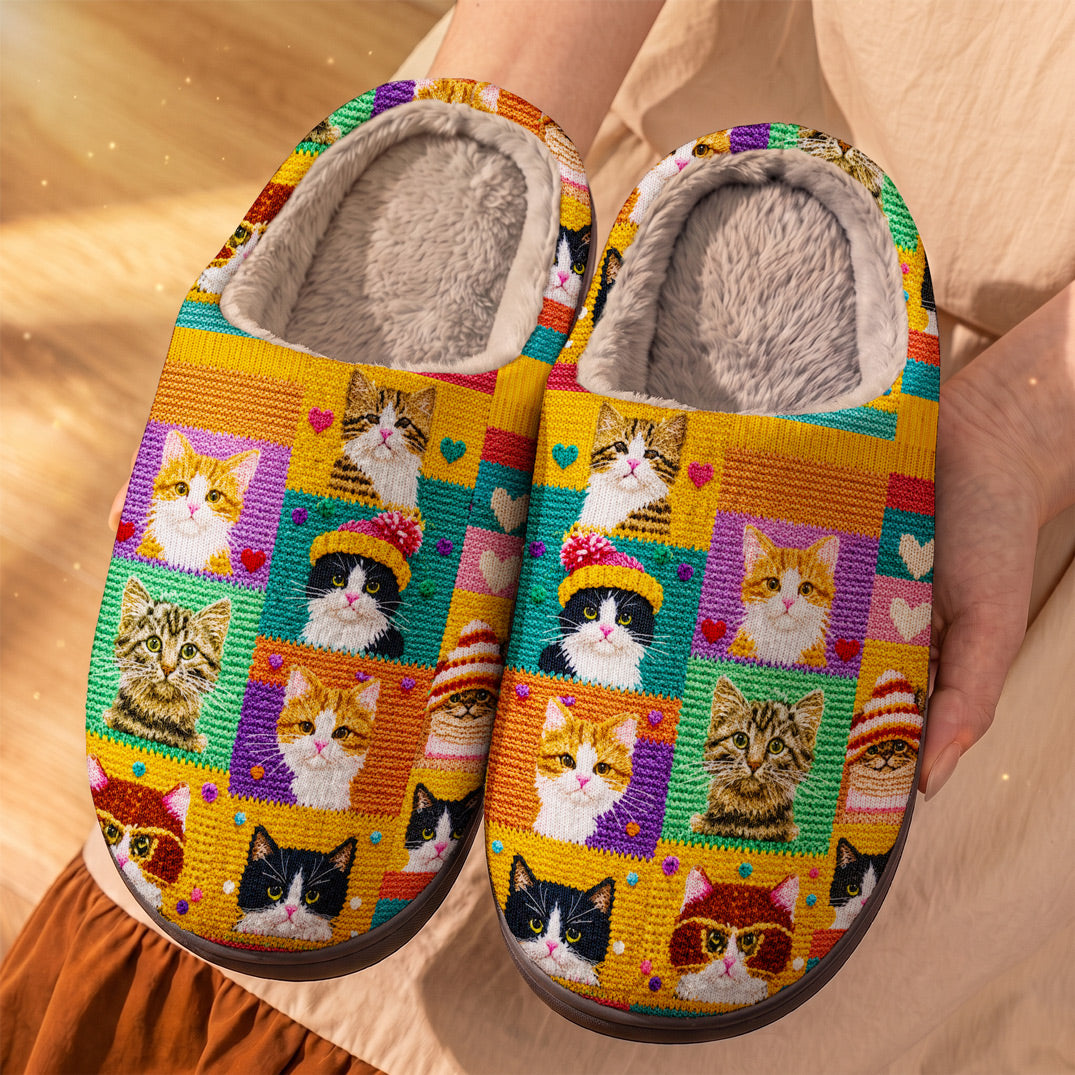 Cat Fleece Lined Slippers The Knit Wits