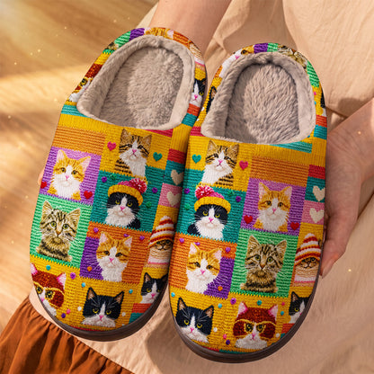 Cat Fleece Lined Slippers The Knit Wits