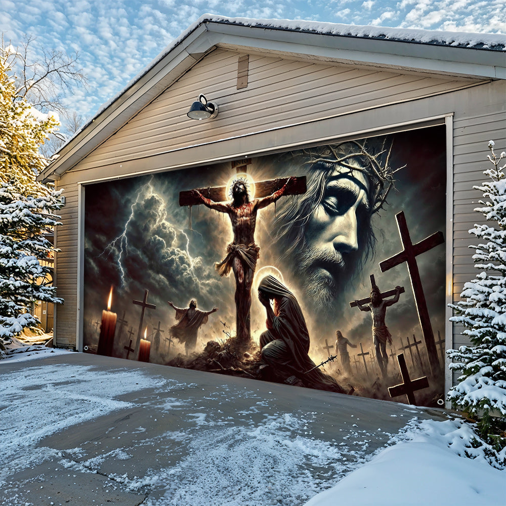 Christian Easter Garage Door Banner Decoration - The Light Of Calvary