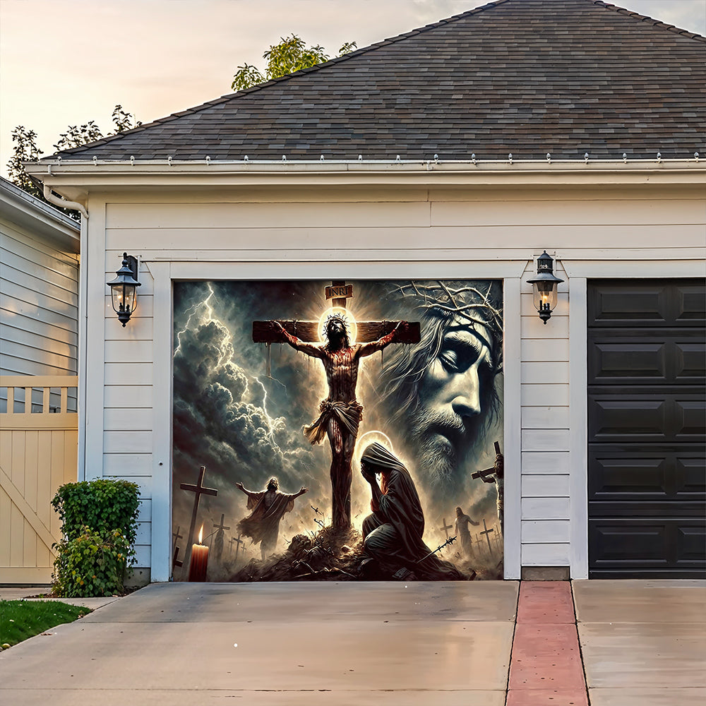 Christian Easter Garage Door Banner Decoration - The Light Of Calvary