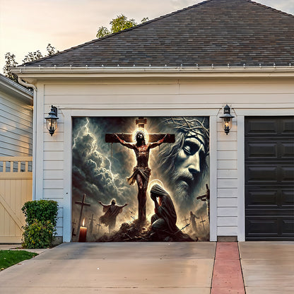 Christian Easter Garage Door Banner Decoration - The Light Of Calvary
