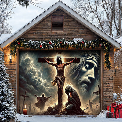 Christian Easter Garage Door Banner Decoration - The Light Of Calvary