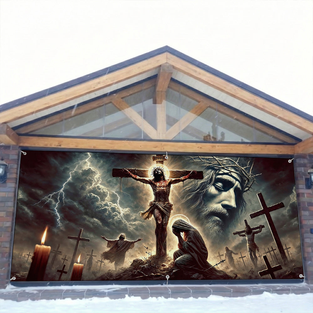 Christian Easter Garage Door Banner Decoration - The Light Of Calvary