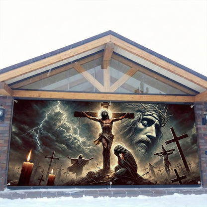 Christian Easter Garage Door Banner Decoration - The Light Of Calvary