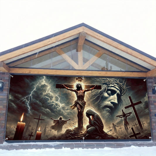 Christian Easter Garage Door Banner Decoration - The Light Of Calvary