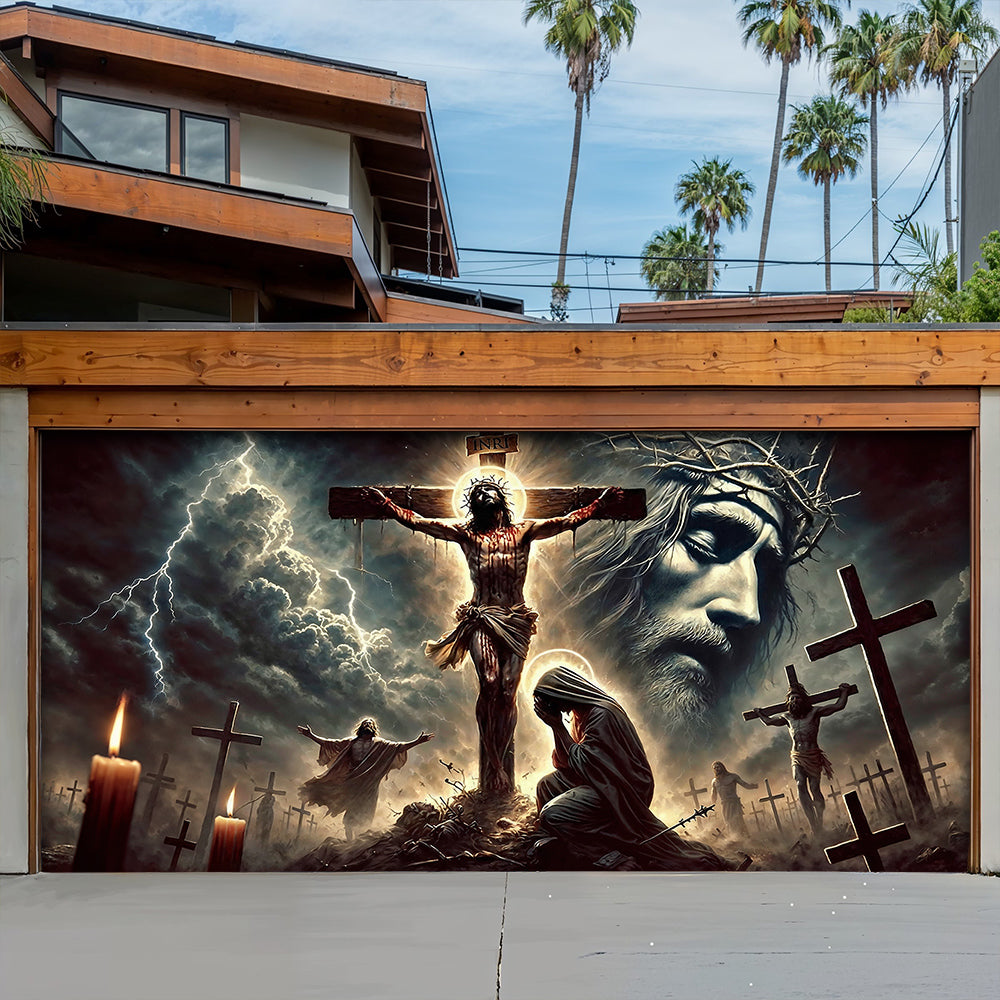 Christian Easter Garage Door Banner Decoration - The Light Of Calvary