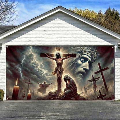 Christian Easter Garage Door Banner Decoration - The Light Of Calvary
