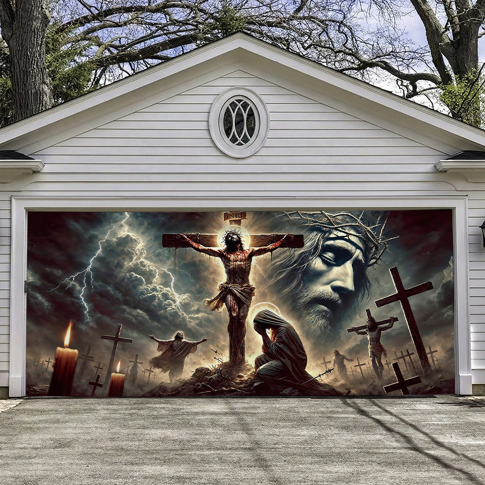 Christian Easter Garage Door Banner Decoration - The Light Of Calvary