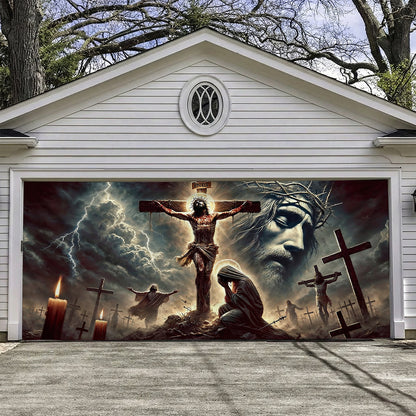 Christian Easter Garage Door Banner Decoration - The Light Of Calvary