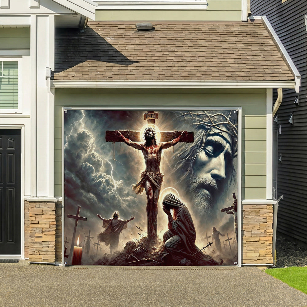 Christian Easter Garage Door Banner Decoration - The Light Of Calvary