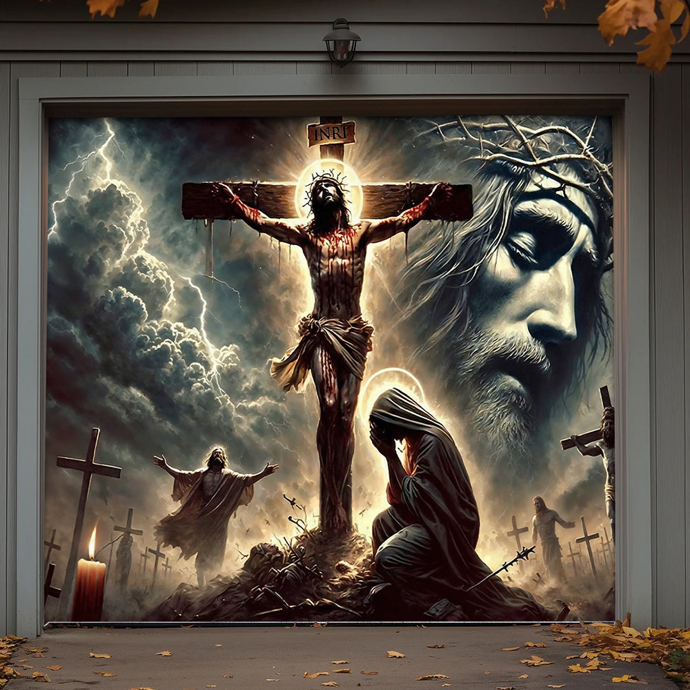 Christian Easter Garage Door Banner Decoration - The Light Of Calvary