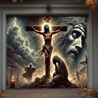 Christian Easter Garage Door Banner Decoration - The Light Of Calvary