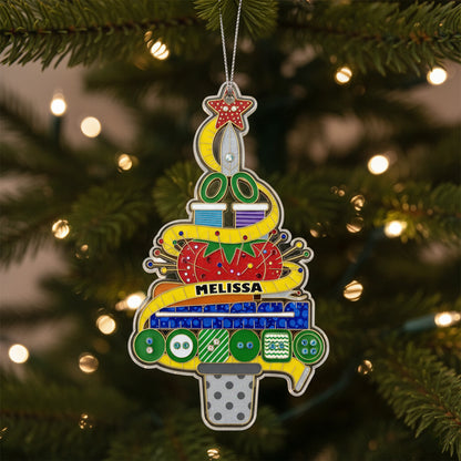 Sewing Lovers 2D Acrylic Ornament The Maker's Chrismas Tree Personalized