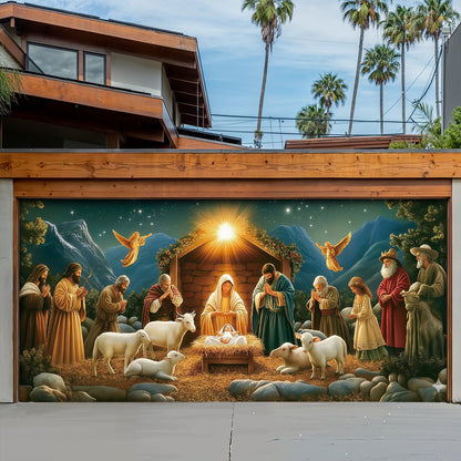 God Garage Door Banner Decoration - The Nativity Scene