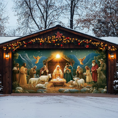 God Garage Door Banner Decoration - The Nativity Scene