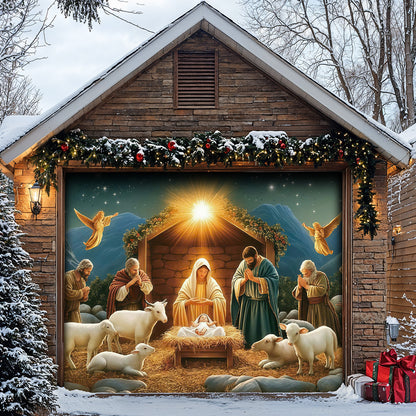 God Garage Door Banner Decoration - The Nativity Scene