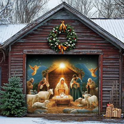God Garage Door Banner Decoration - The Nativity Scene