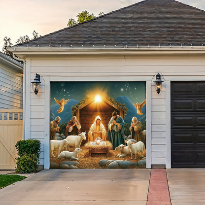 God Garage Door Banner Decoration - The Nativity Scene