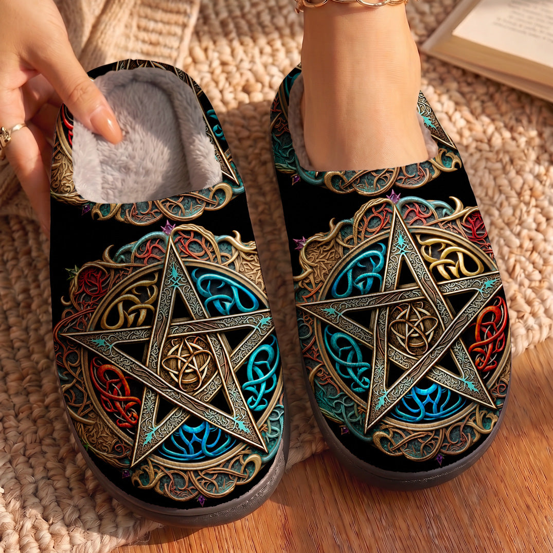 Wicca Fleece Lined Slippers The Pentacle