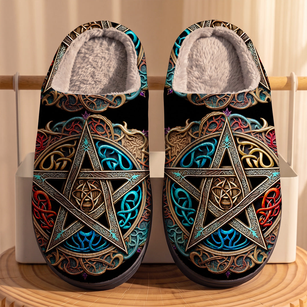 Wicca Fleece Lined Slippers The Pentacle