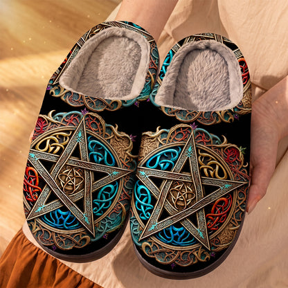 Wicca Fleece Lined Slippers The Pentacle