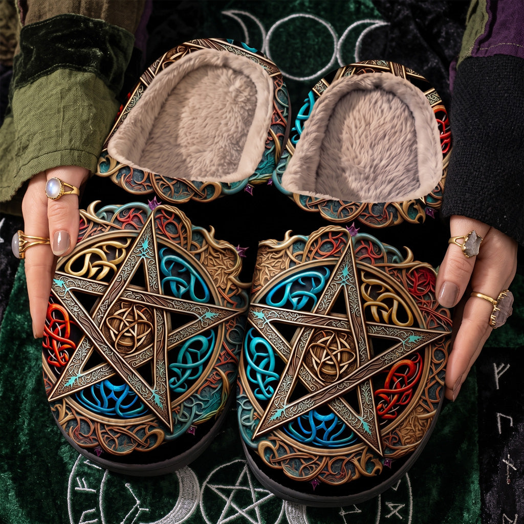 Wicca Fleece Lined Slippers The Pentacle