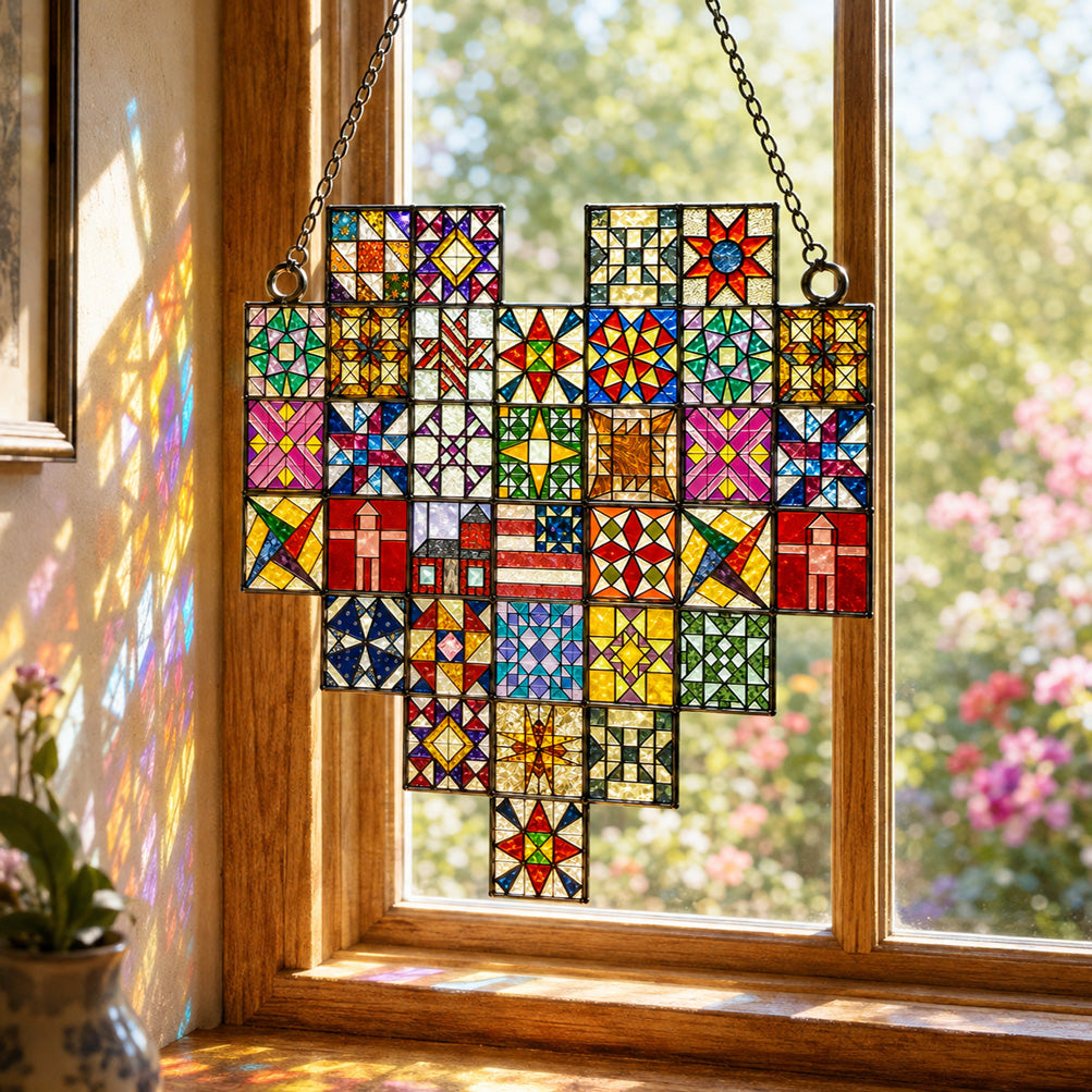 Sewing Lover Decor 3D Glass Suncatcher The Quilter's Heart