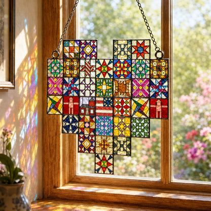 Sewing Lover Decor 3D Glass Suncatcher The Quilter's Heart