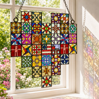 Sewing Lover Decor 3D Glass Suncatcher The Quilter's Heart